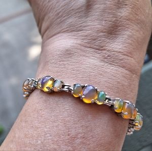 Opal Bracelet 925 Silver Mexico Fire Opals